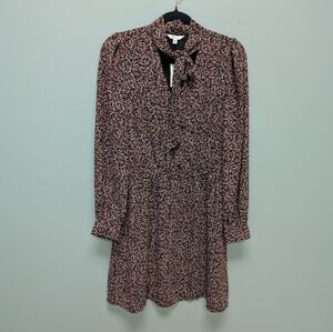 Reitmans Medium Long-Sleeve Fit and Flare Dress with Self-Tie V Neckline. NWT